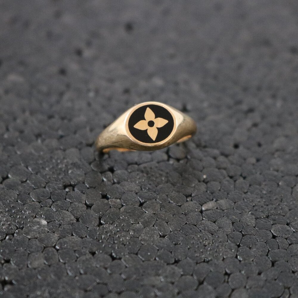 18K Solid Gold Ring – Custom Floral LV-Inspired Design (3g, Handmade, Not LV)